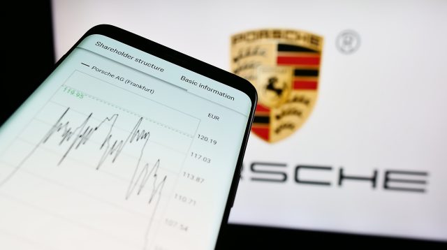 Porsche Logo mit Aktienkurs