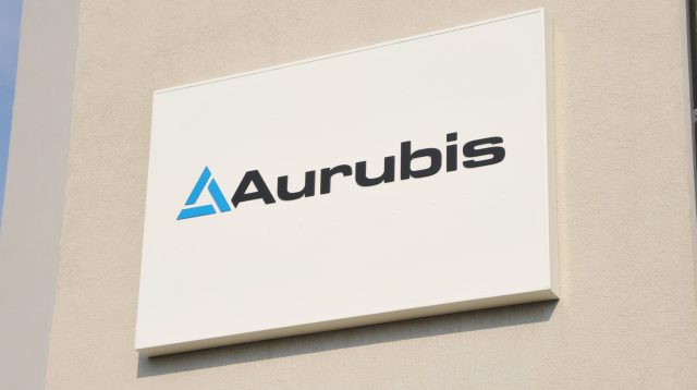 Aurubis Schriftzug und Logo am Recyclingcenter in Lünen, Deutschland