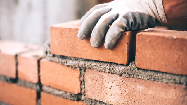 Ziegelsteinen auf dem Bau