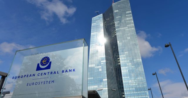 Schild am Eingang der Europäischen Zentralbank, Frankfurt am Main