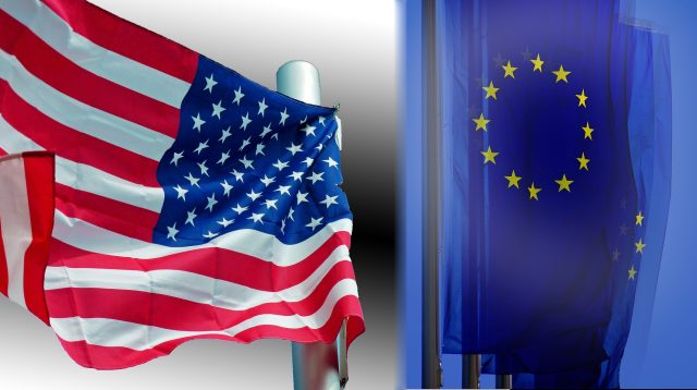 USA- & Europa-Flaggen