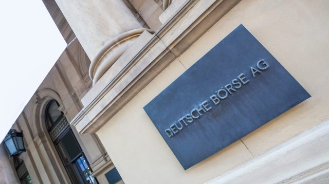 Logo der Deutschen Börse in Frankfurt am Main