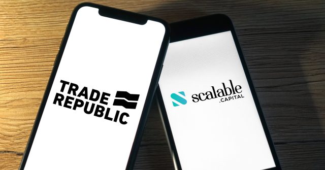 Logos von Neobrokern Trade Republic und Scalable Capital