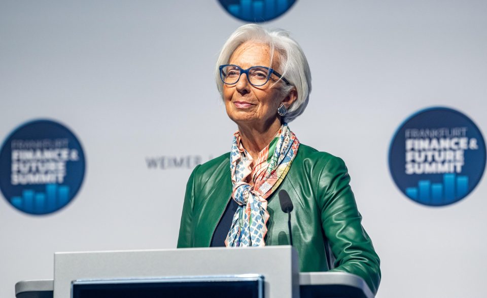Christine Lagarde hält eine Rede beim Frankfurt Finance & Future Summit