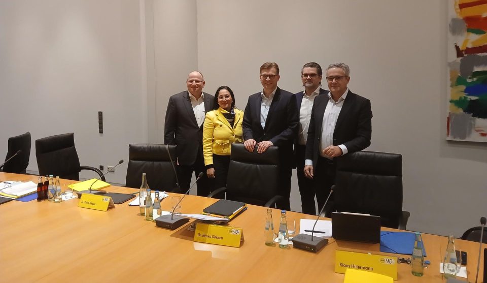 Vorstand der ARAG SE. V.l.n.r. Matthias Maslaton, Shiva Meyer, Renko Dirksen, Wolfgang Mathmann, Hanno Petersen. Es fehlt: Joerg Schwarze.