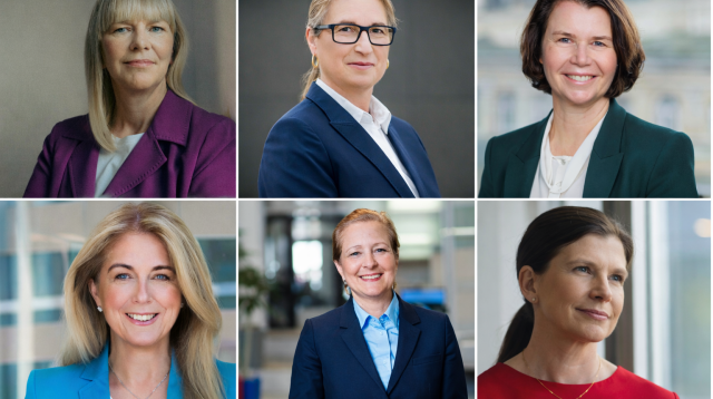 Bankchefinnen in Deutschland: Nikola Steinbock (Landwirtschaftliche Rentenbank), Marion Höllinger (HypoVereinsbank), Eva Wunsch-Weber (Frankfurter Sparkasse), Ingrid Hengster (Barclays Deutschland), Isabelle Chevelard (Targobank) und Bettina Orlopp (Commerzbank)