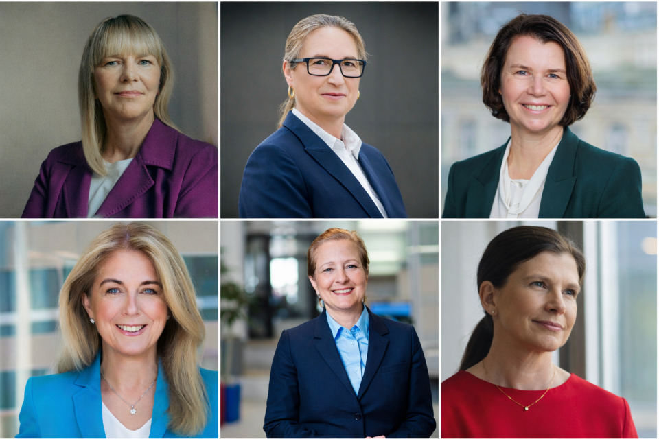 Bankchefinnen in Deutschland: Nikola Steinbock (Landwirtschaftliche Rentenbank), Marion Höllinger (HypoVereinsbank), Eva Wunsch-Weber (Frankfurter Volksbank), Ingrid Hengster (Barclays Deutschland), Isabelle Chevelard (Targobank) und Bettina Orlopp (Commerzbank)