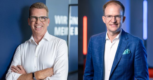 Carsten Jung, Vorstandsvorsitzender der Berliner Volksbank (links) und Daniel Keller, stellvertretender Vorstandsvorsitzender und Finanzvorstand (rechts).