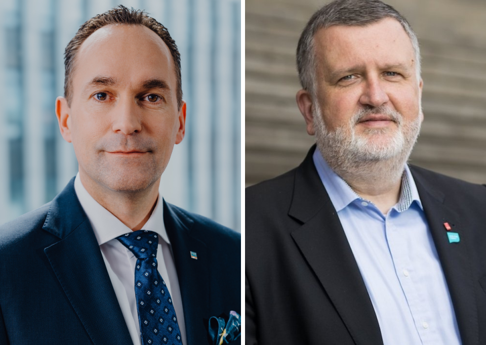 Martin Buch, Verhandlungsführer der Sparda-Banken und Vorstandsvorsitzender der Sparda-Bank Baden-Württemberg (li.) und Gewerkschaftssekretär Stefan Wittmann, Verhandlungsführer für Verdi