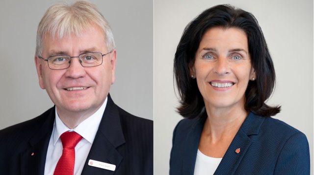 Peter Wolf und Ilona Roth: Roth wird kommendes Jahr den Vorstandsvorsitz der Sparkasse Gießen von Wolf übernehmen.