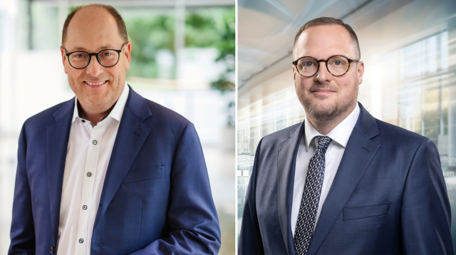 Verhandeln über eine Fusion: Michael Hoeck (links), Vorstandsvorsitzender des Genoverbandes, und David Peters (rechts), Vorstand des Verbandes der PSD Banken.