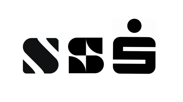Zum Verwechseln ähnlich? Die Form der Logos von Scalable Capital (links), Sauren (Mitte) und der Sparkassen (rechts).